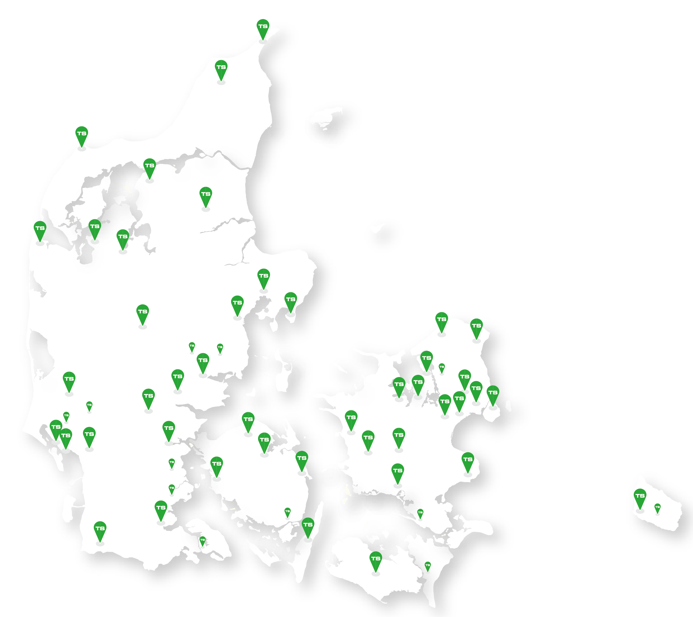 TS-gruppens andelshavere | Danmarkskort